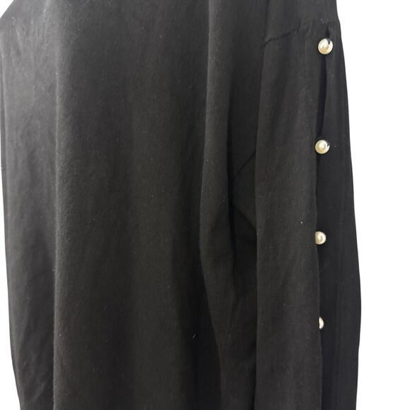 Talbots Woman Petite Pearl Beaded Pullover Open Sleeve Sweater Stretch Black 2XP - Picture 8 of 15